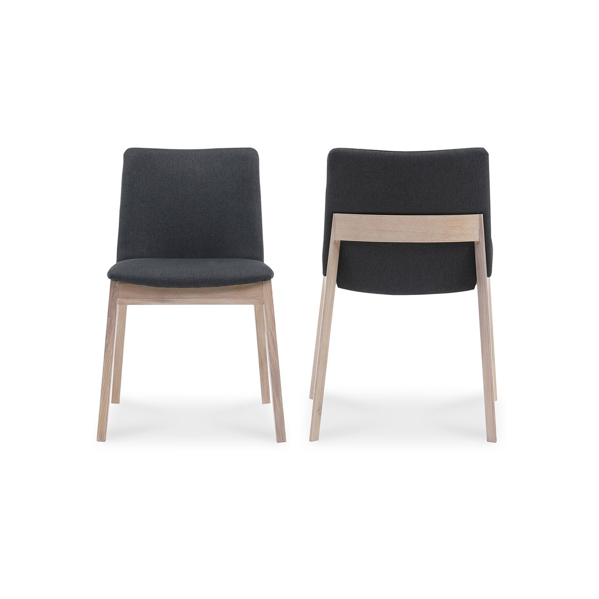 Deco Oak Dining Chair Dark Grey - Set Of Two, by Moe's Home, 21" width x 31" height x 22" depth View 3