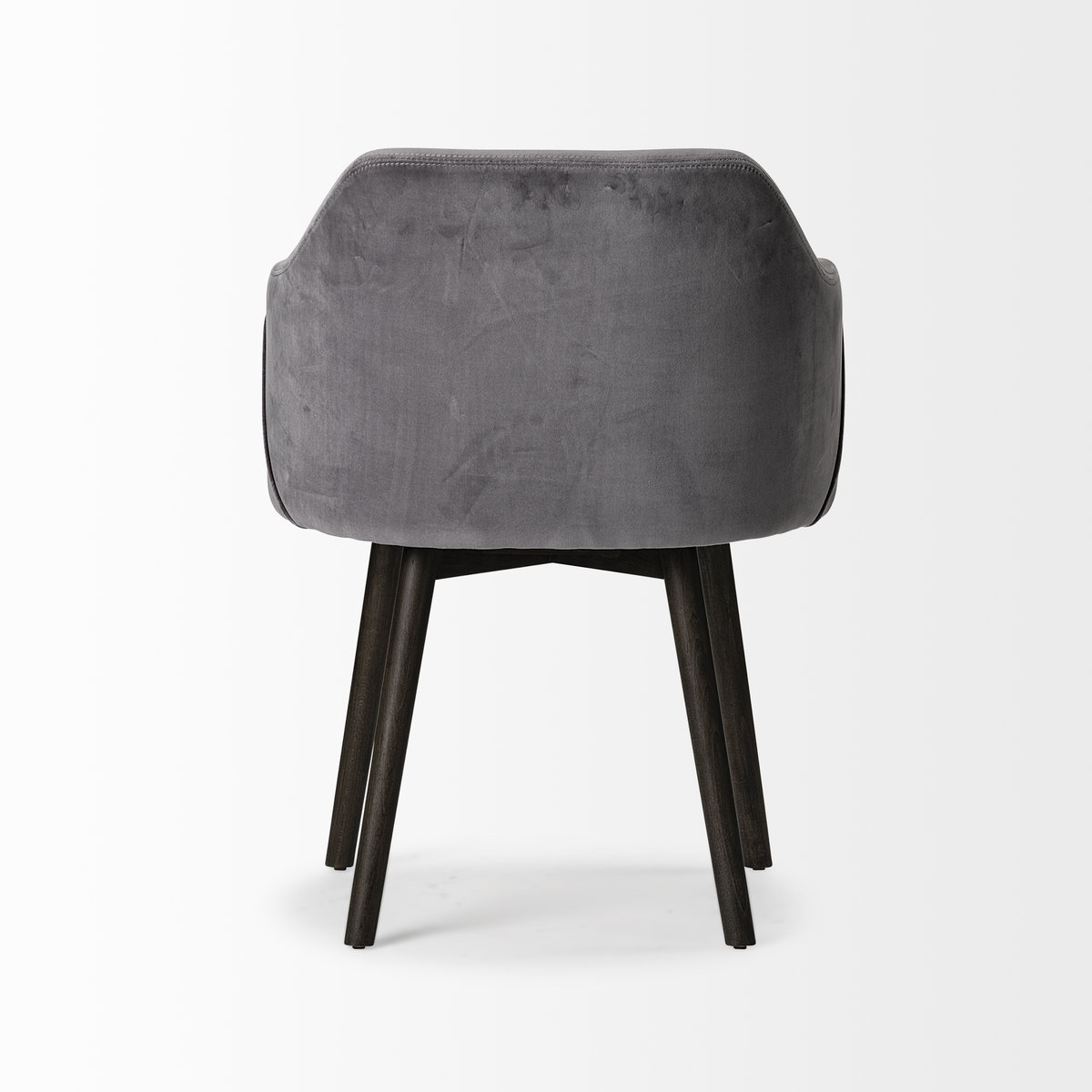 Ronald Curved Back Dining Side Chair | Grey Velvet with Black Wood, Dining Chair by Mercana, 23.25" length x 21.75" width x 32.25" height View 8
