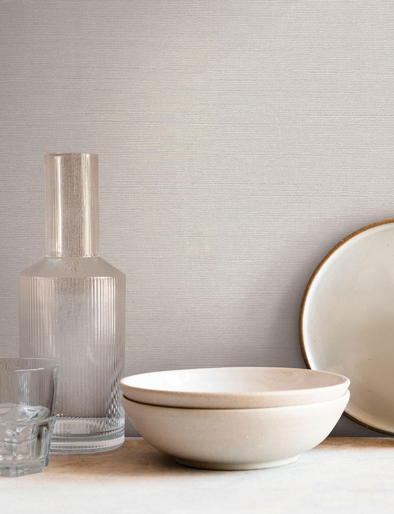 Shimmering Linen Ivory Wallpaper large image 