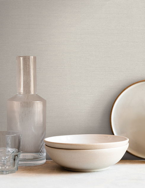 Shimmering Linen Ivory Wallpaper