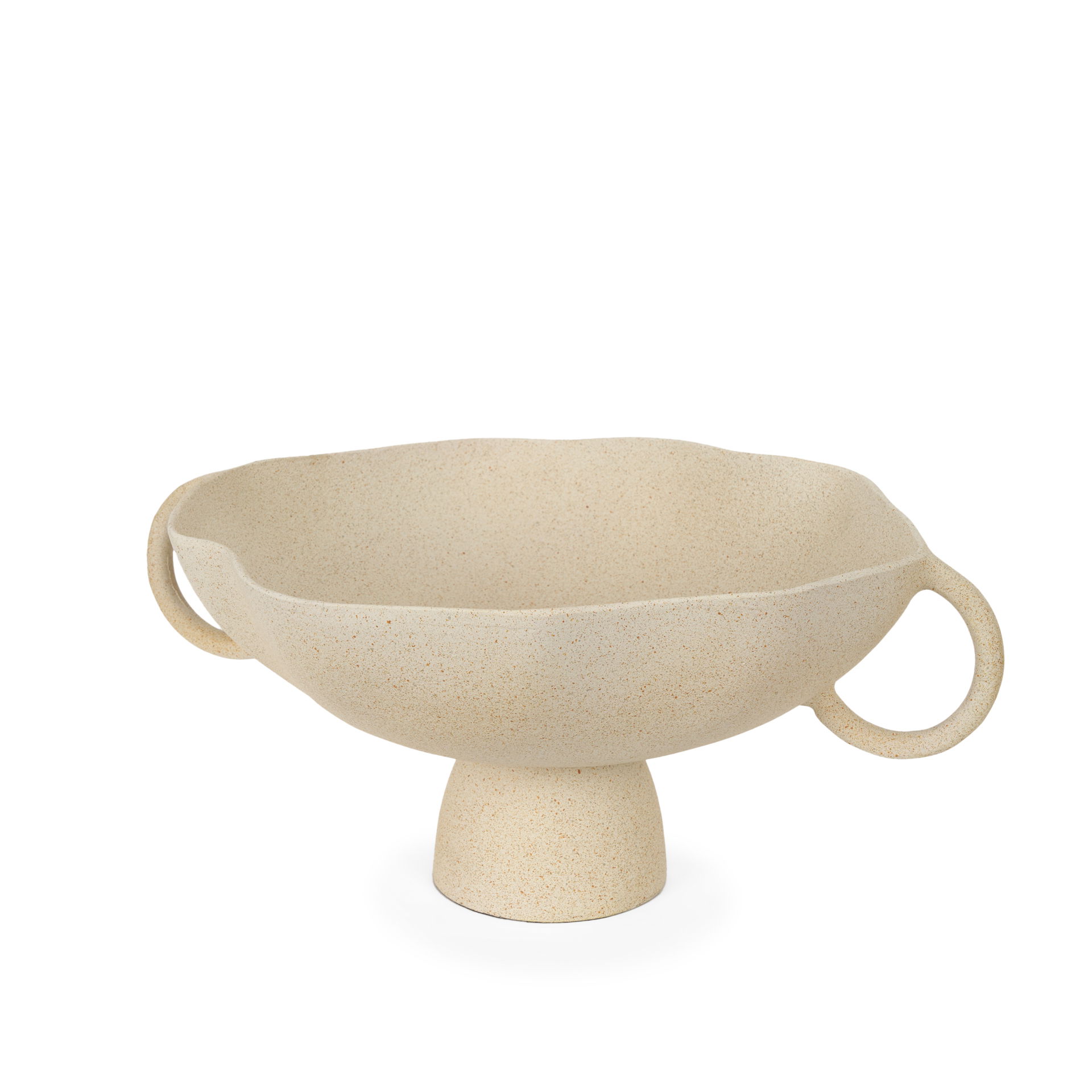 Radka Beige Textured Large Metal Decorative Bowl, by Mercana, 19.69" length x 15.75" width x 8.25" height View 1