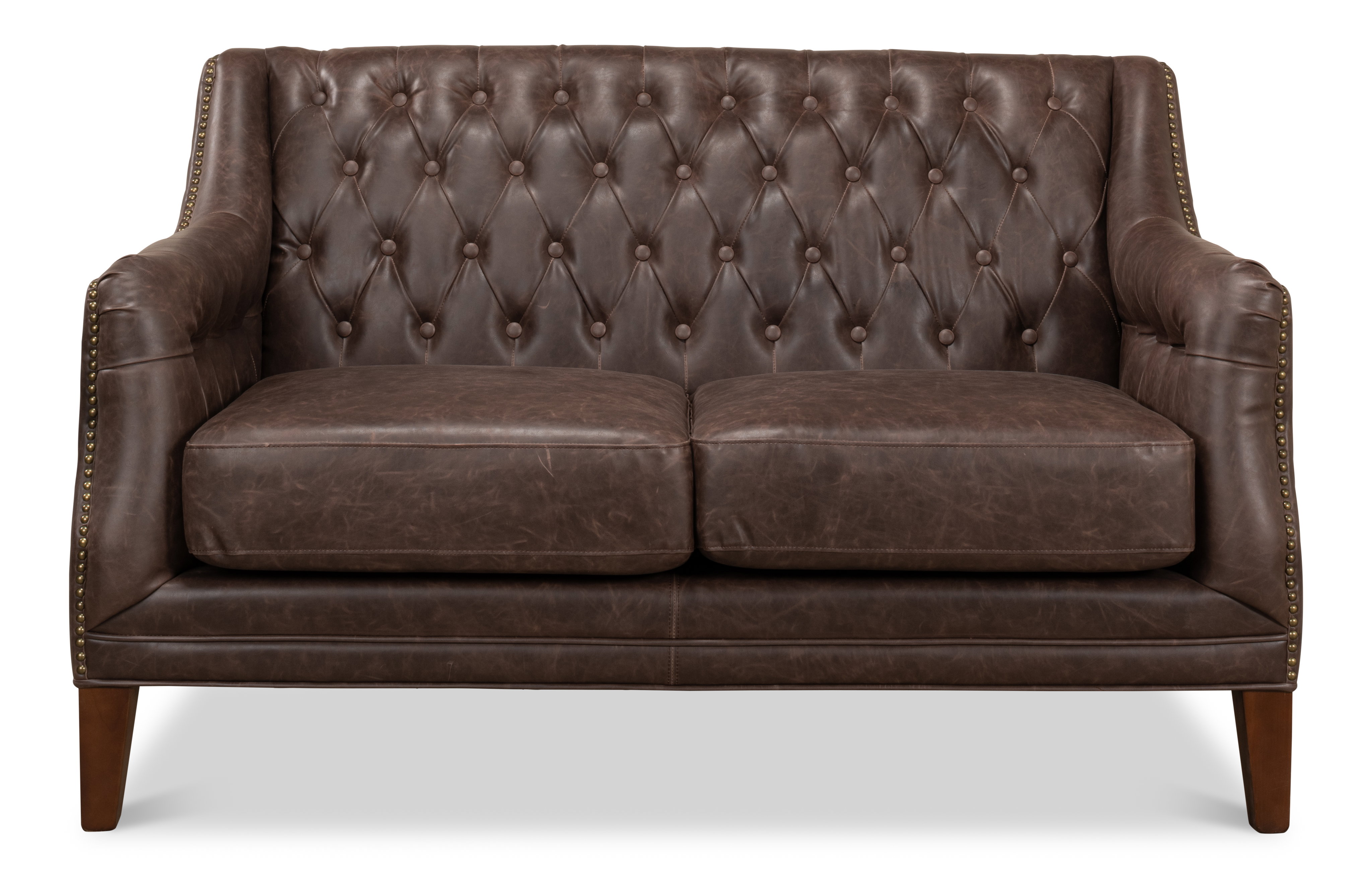 Brooks Leather Tufted 2 Seat Sofa, Sofas & Sectional by Sarreid, 54" length x 32" width x 33" height View 2