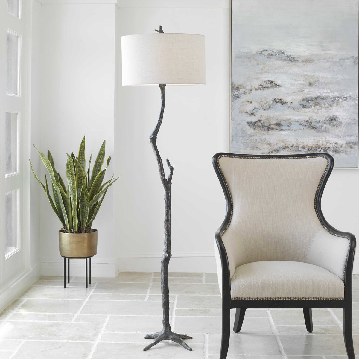 Spruce Rustic Floor Lamp, by Uttermost, 1'6" width x 5'8.5" height x 1'6" depth View 2