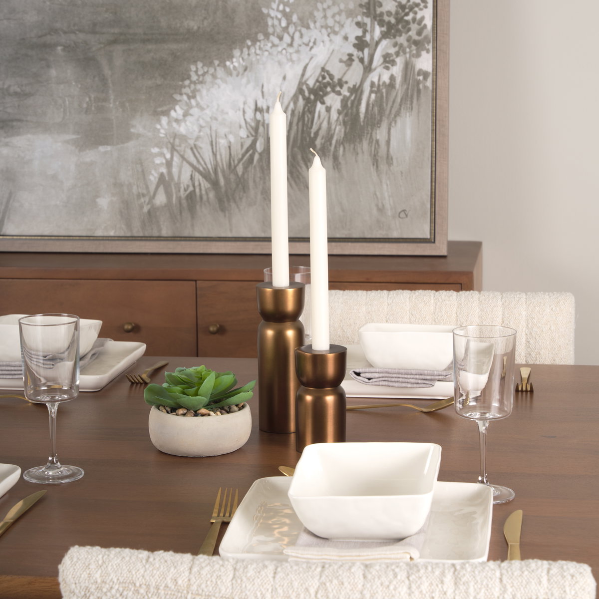 Malta Aluminum Candle Holder Large, Candles & Candle Holder by Mercana, 2.5" length x 2.5" width x 7.5" height View 3