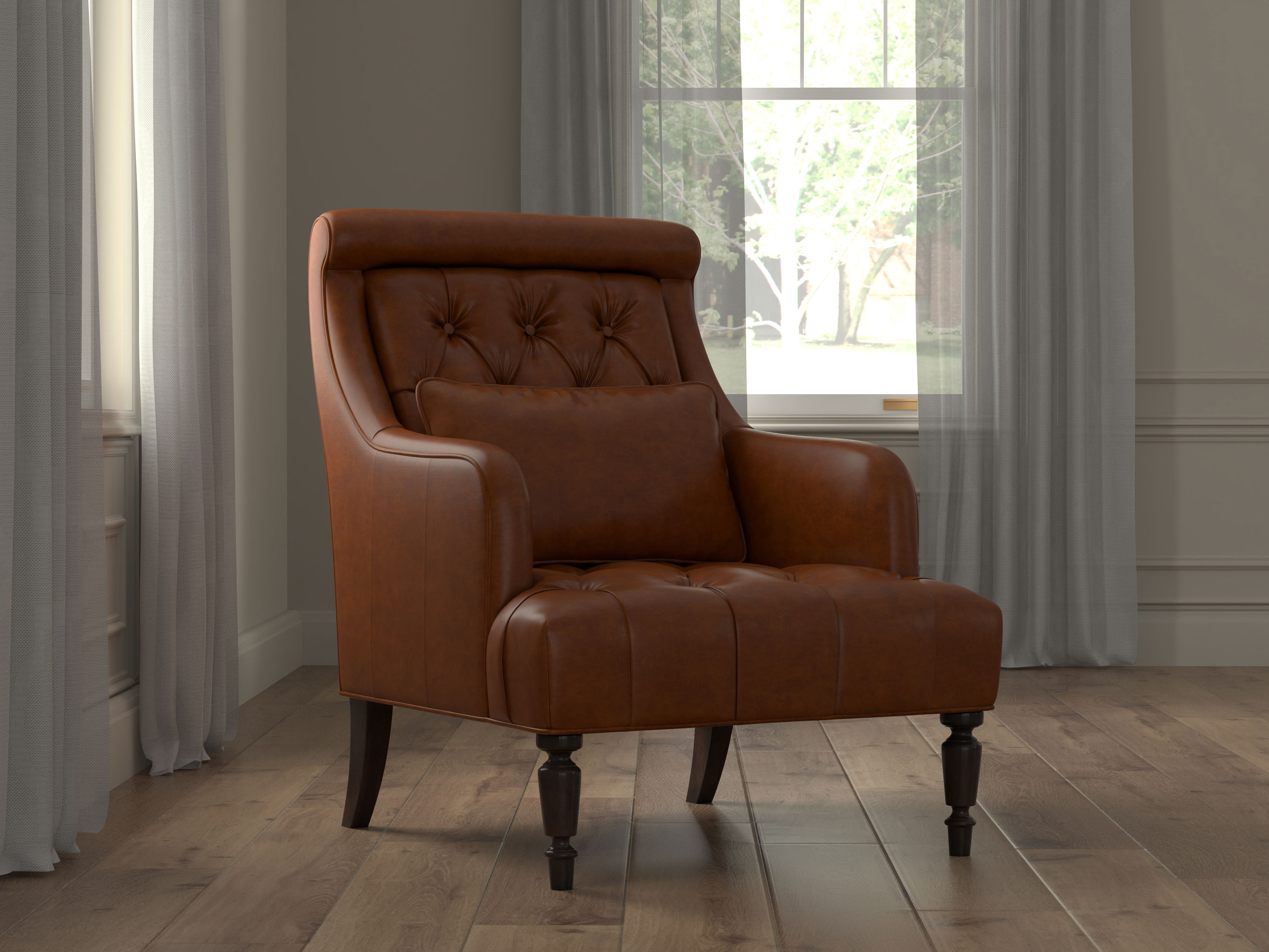 Benton Distilled Leather Chair Brown large image 