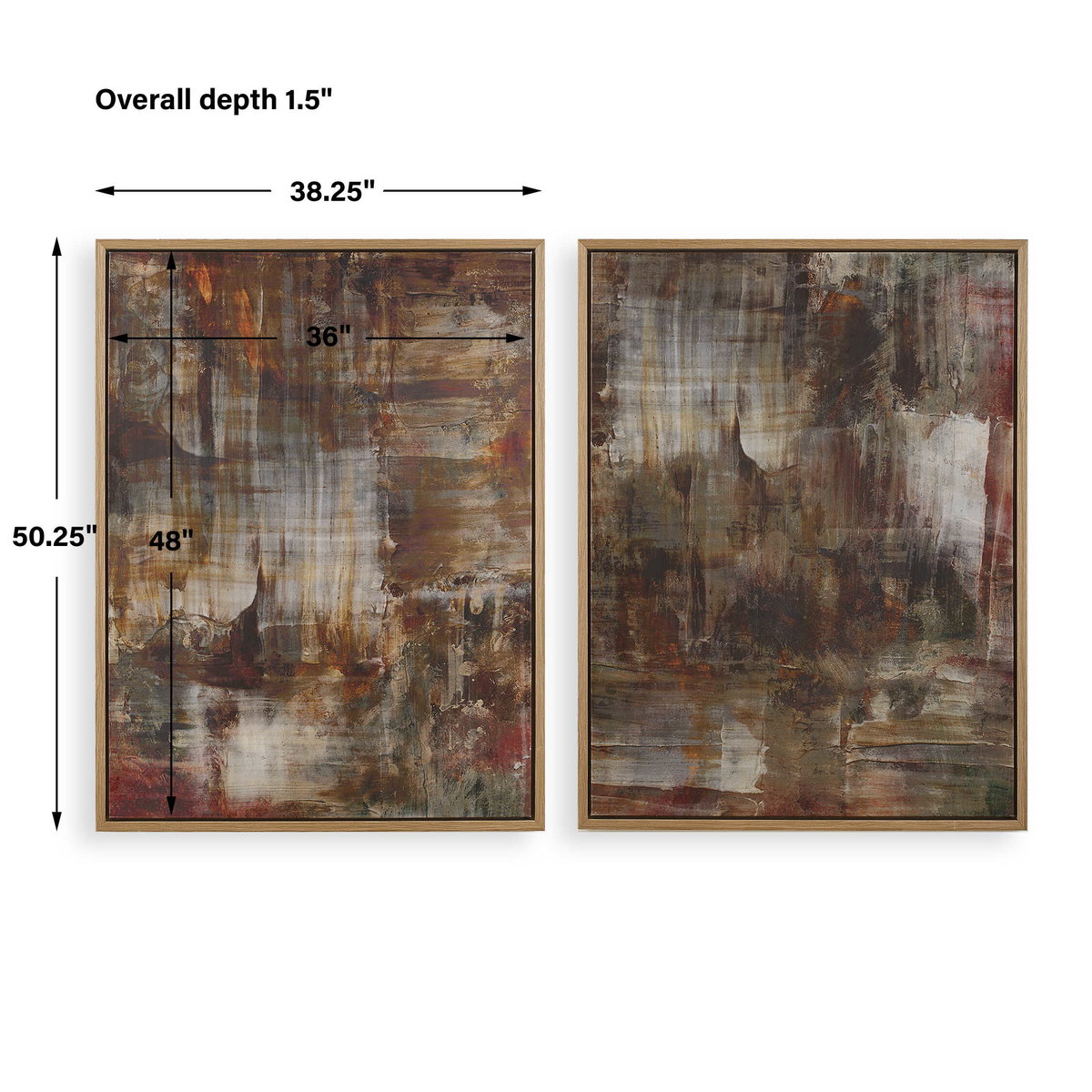 Molten Patina Framed Canvases Set/2, Art by Uttermost, 38.25" width x 50.25" height x 1.5" depth View 3