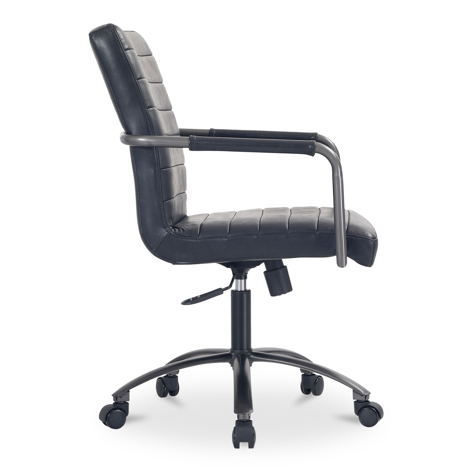 Roy Office Chair Black Leather, by Moe's Home, 21.85" width x 36" height x 27.17" depth View 4