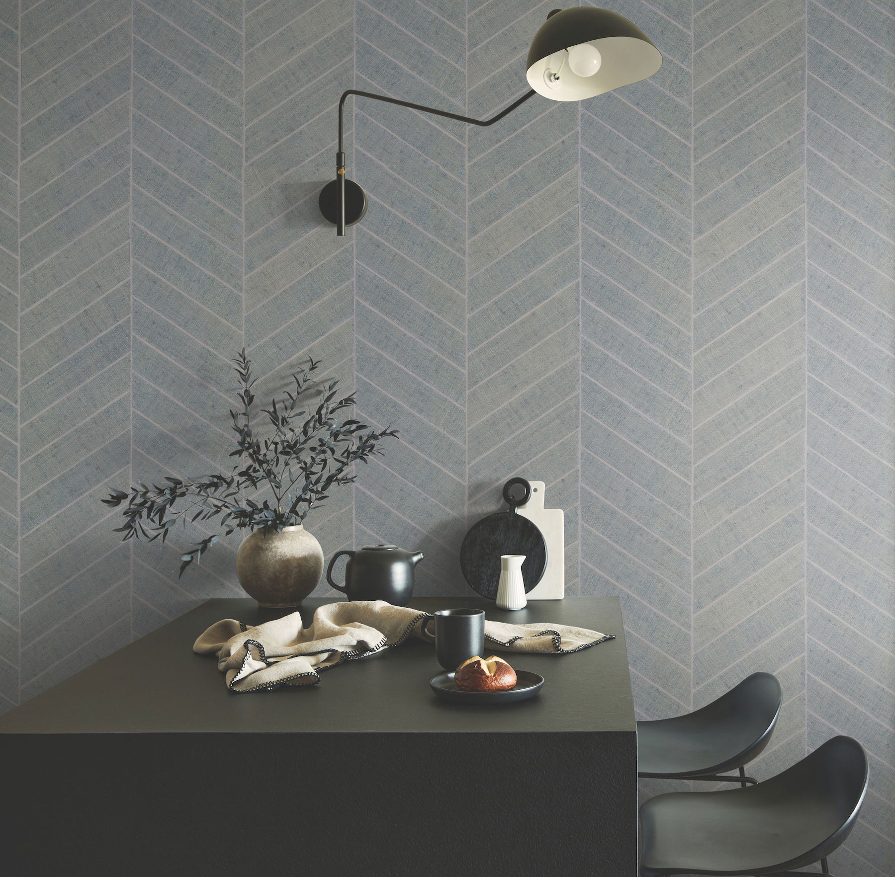 Atelier Herringbone Lagoon Wallpaper large image 