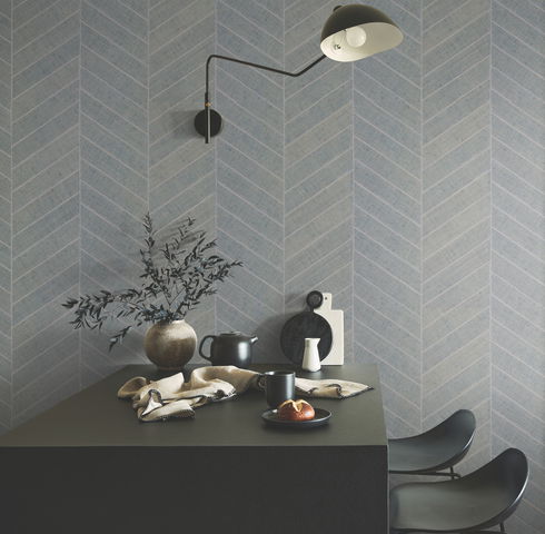 Atelier Herringbone Lagoon Wallpaper