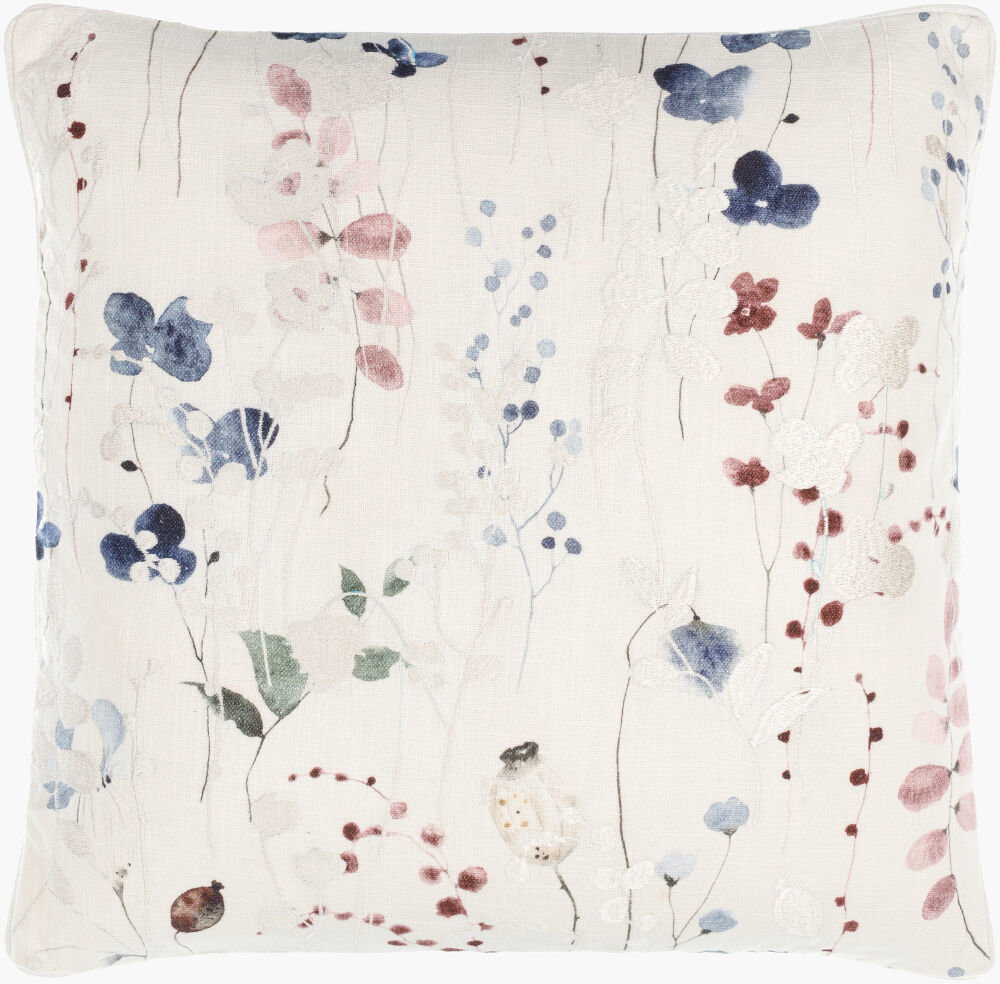 Painterly Florals Accent Pillow, Decorative Pillow by Surya, 18" length x 18" width