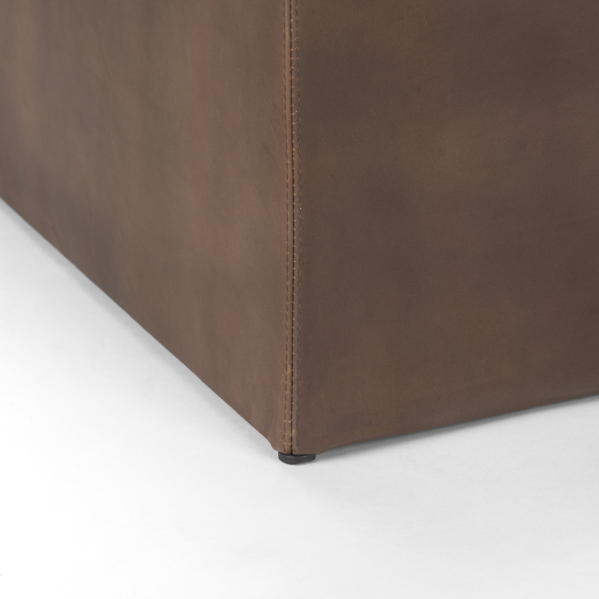 Minara 36' Square Brown Leather Wrapped with Wood Base Ottoman large image 