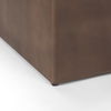 Minara 36' Square Brown Leather Wrapped with Wood Base Ottoman thumbnail 7