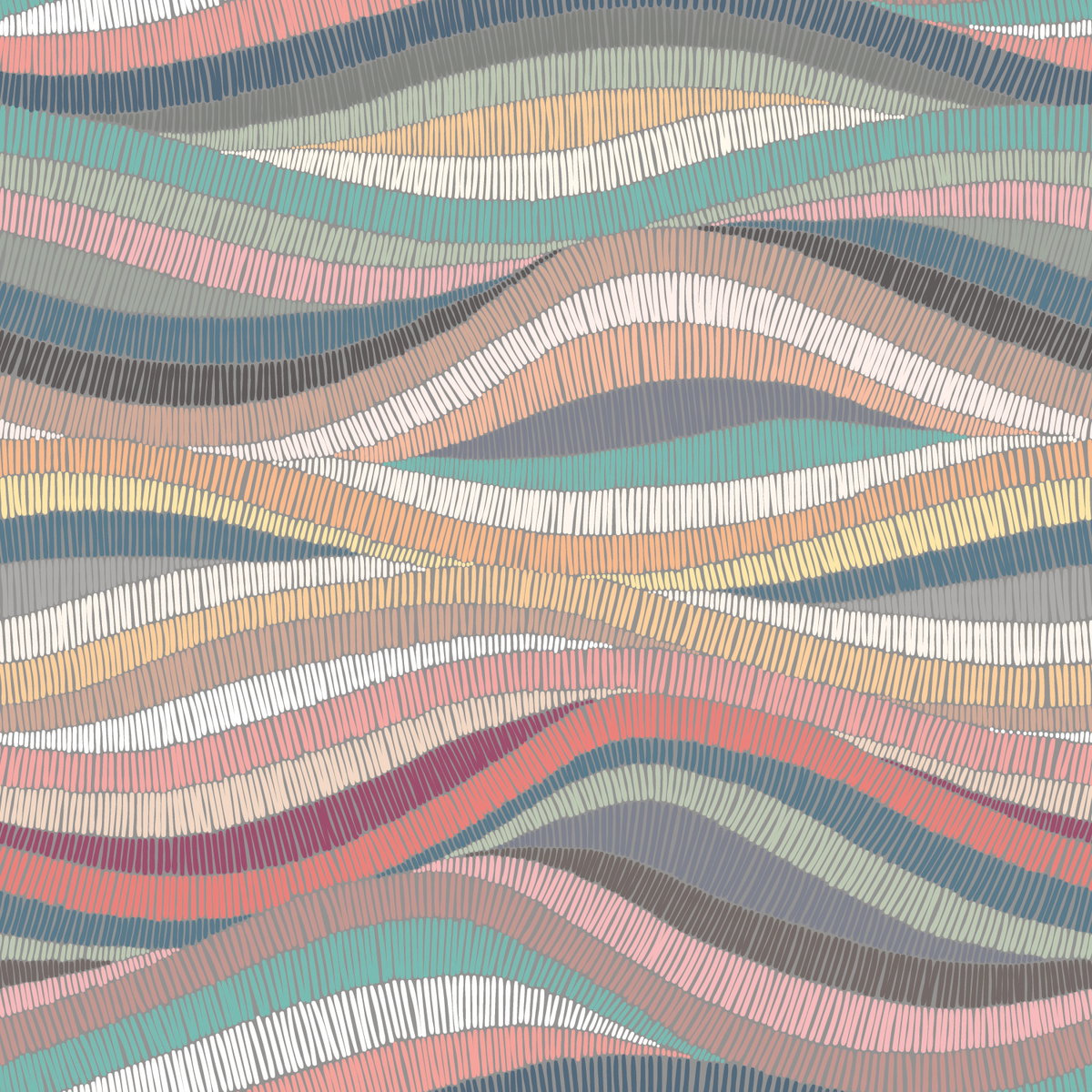Mosaic Waves Pink Peel & Stick Wallpaper, by York Wall, 18'10.8" length x 1'6" width x 0.02" depth