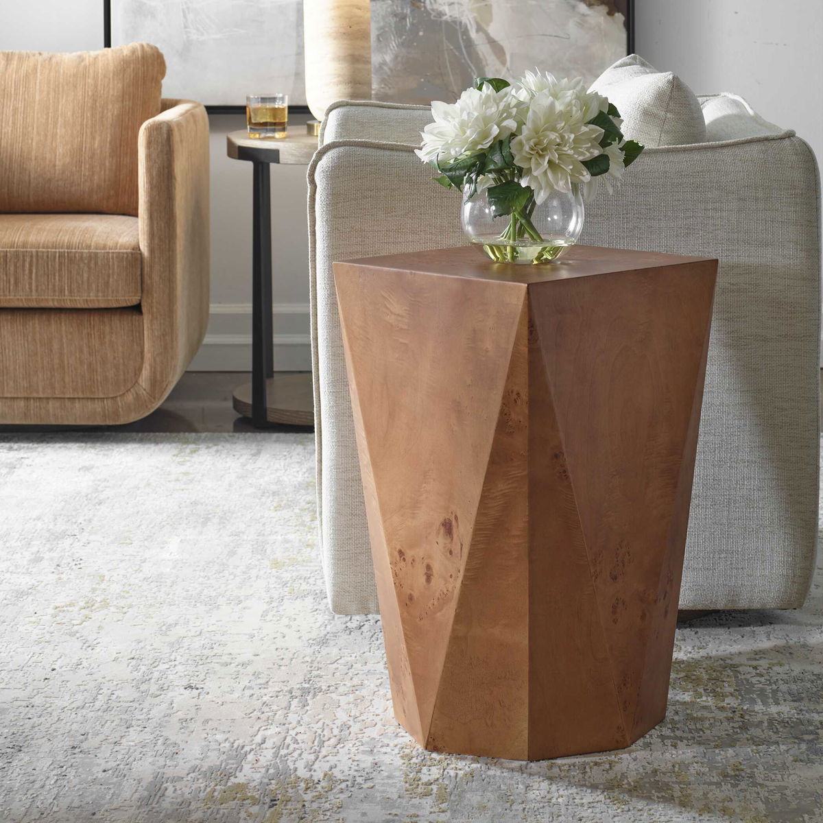 Hughes Geometric Accent Table, Side & End Table by Uttermost, 14" width x 24" height x 14" depth View 4