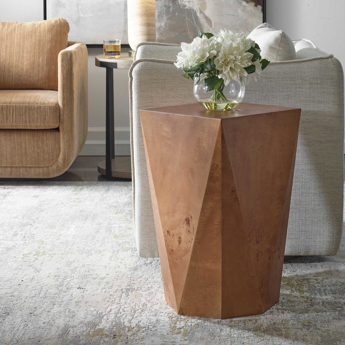 Hughes Geometric Accent Table, Side & End Table by Uttermost, 14" width x 24" height x 14" depth View 4