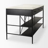 Amika White Marble Top Black Metal Base Kitchen Island thumbnail 9