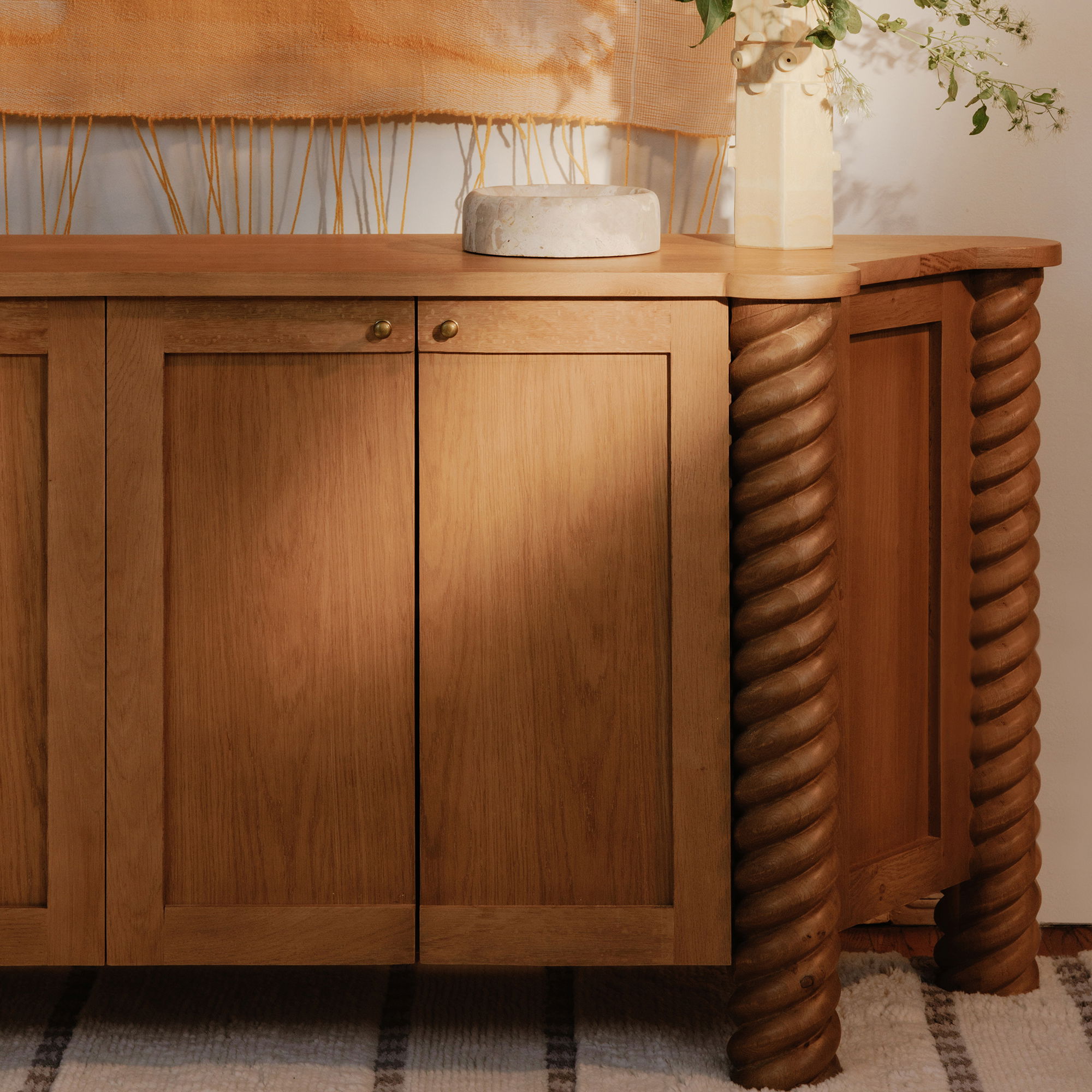 Treccia Sideboard Oak, Cabinets & Sideboard by Moe's Home, 76.25" width x 31" height x 18" depth View 9