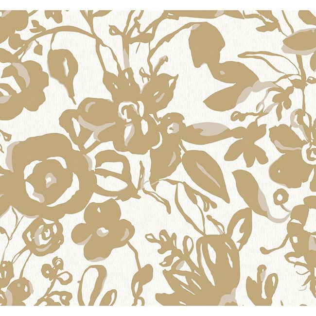 Brushstroke Floral Gold Wallpaper large image 
