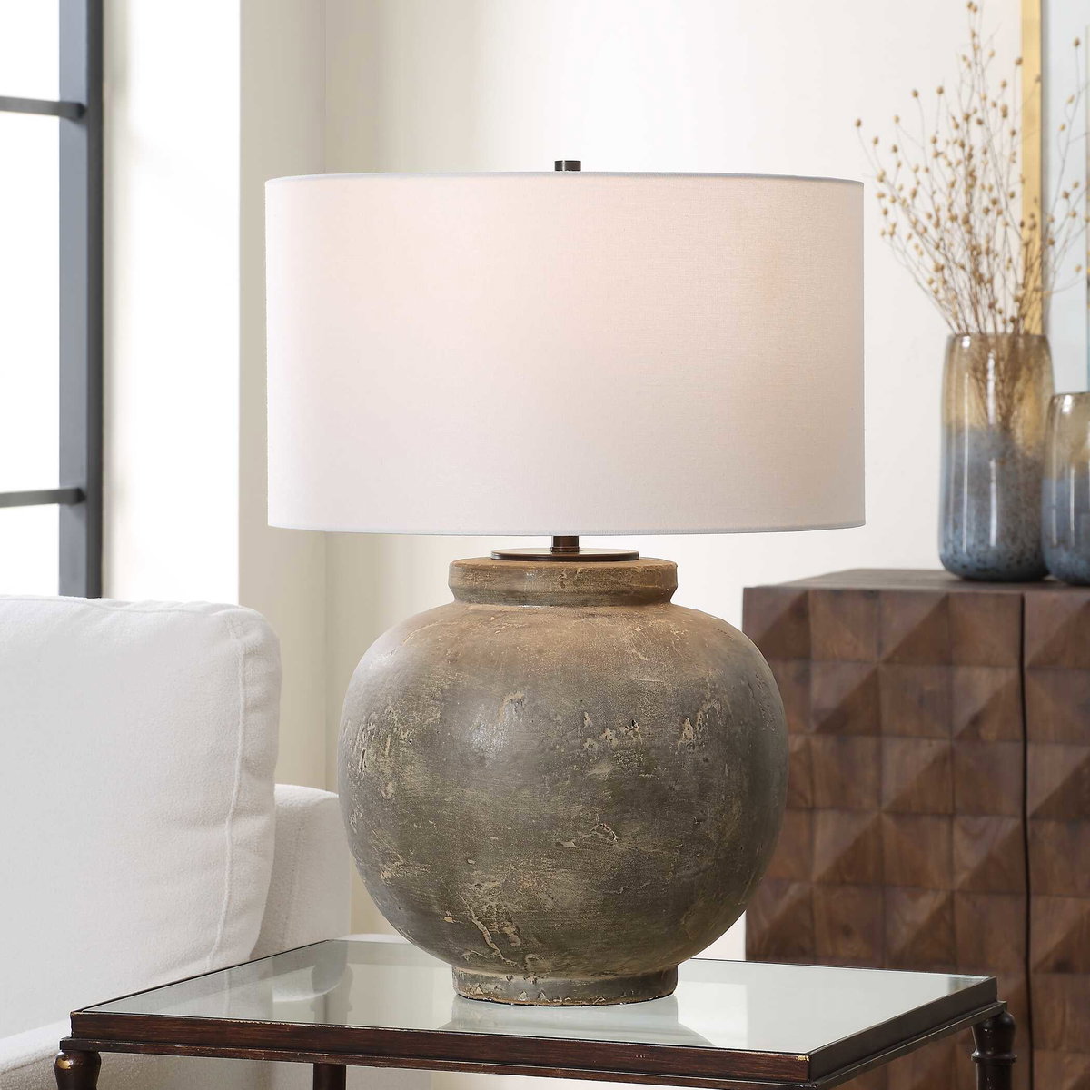 Rock Of Ages Rust Brown Table Lamp, by Uttermost, 19" width x 26.5" height x 19" depth View 2
