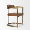 Hollyfield Curved Back Dining Side Chair | Brown Leather with Gold Iron, Dining Chair by Mercana, 20.5" length x 22.5" width x 29.5" height thumbnail 10