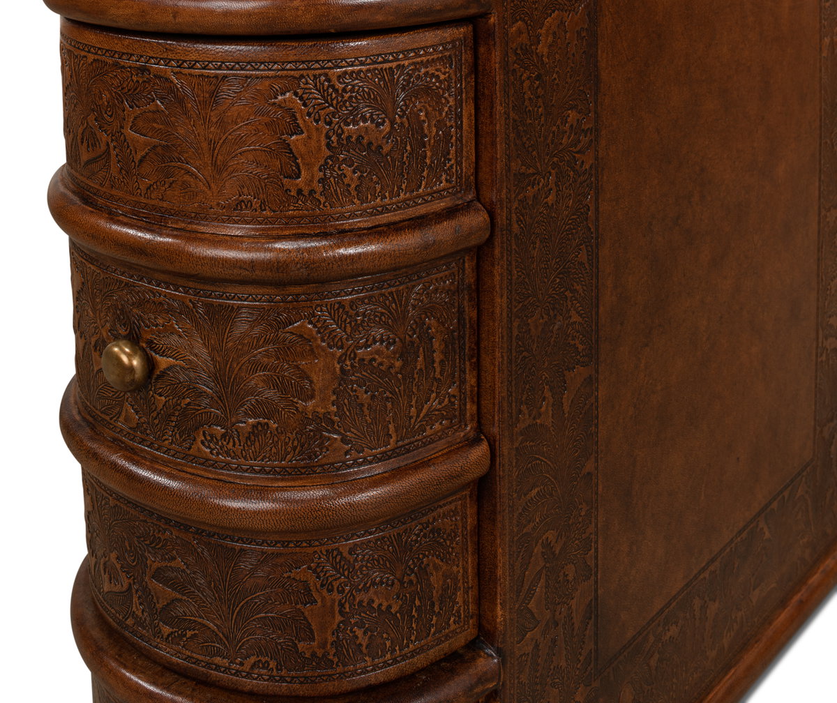 Barnes Leather Book Side Table, by Sarreid, 2' length x 10" width x 2' height View 14
