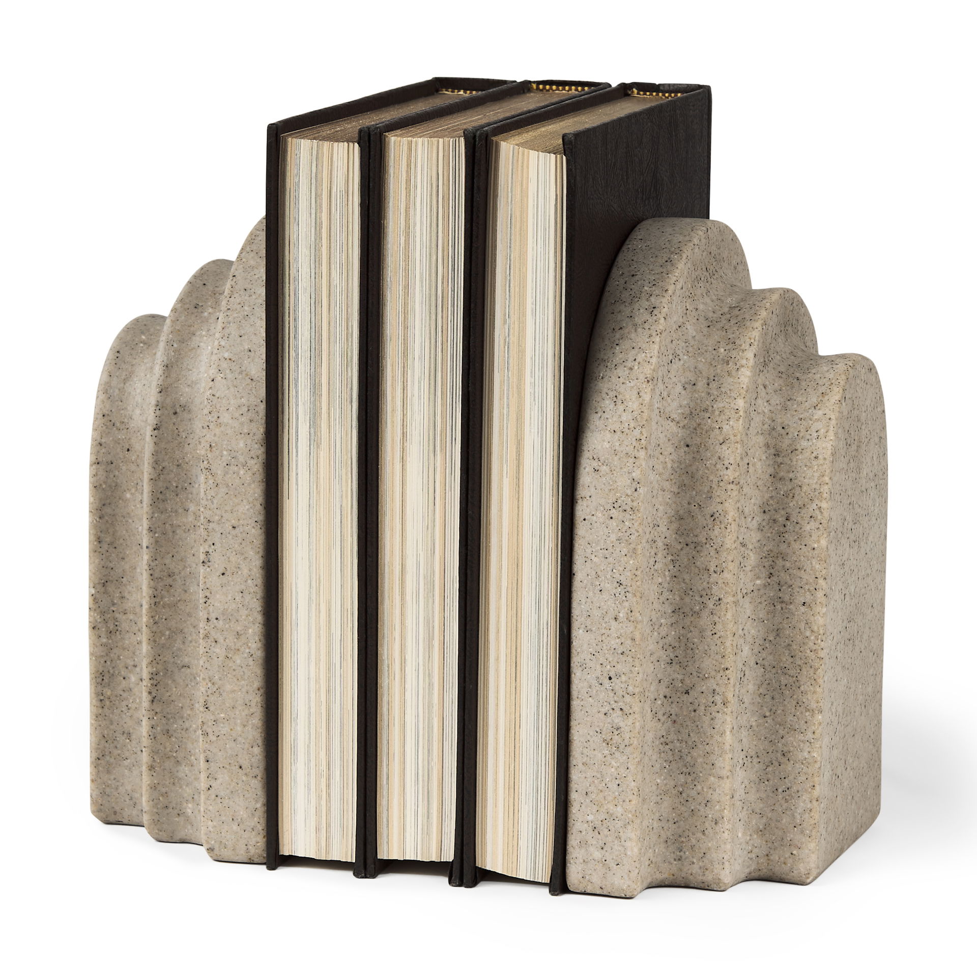 Empire Sandstone Resin Arc Book End Set, Bookend by Mercana, 14.57" length x 4.92" width x 10.24" height View 1