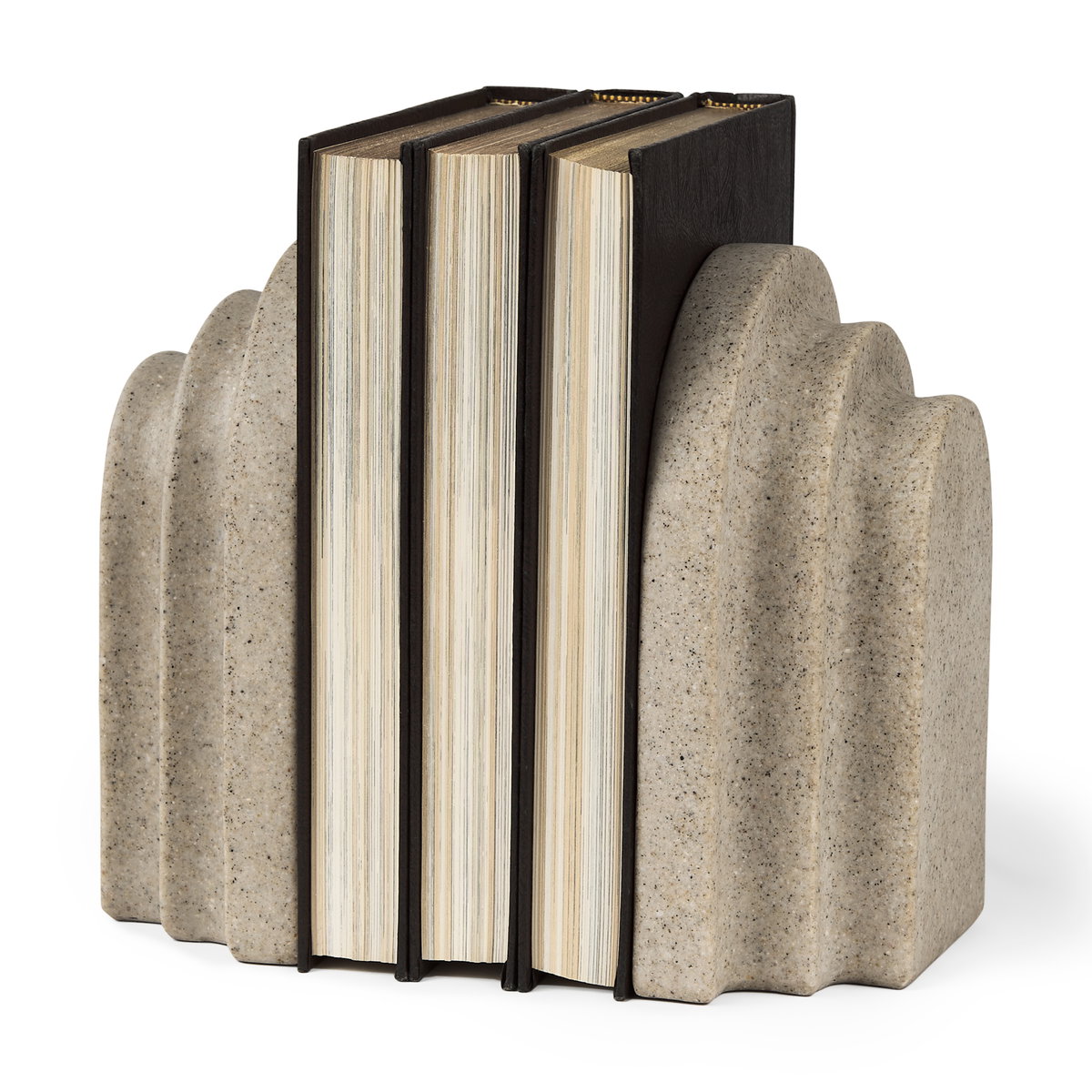 Empire Sandstone Resin Arc Book End Set, Bookend by Mercana, 5.75" length x 5" width x 8" height View 1