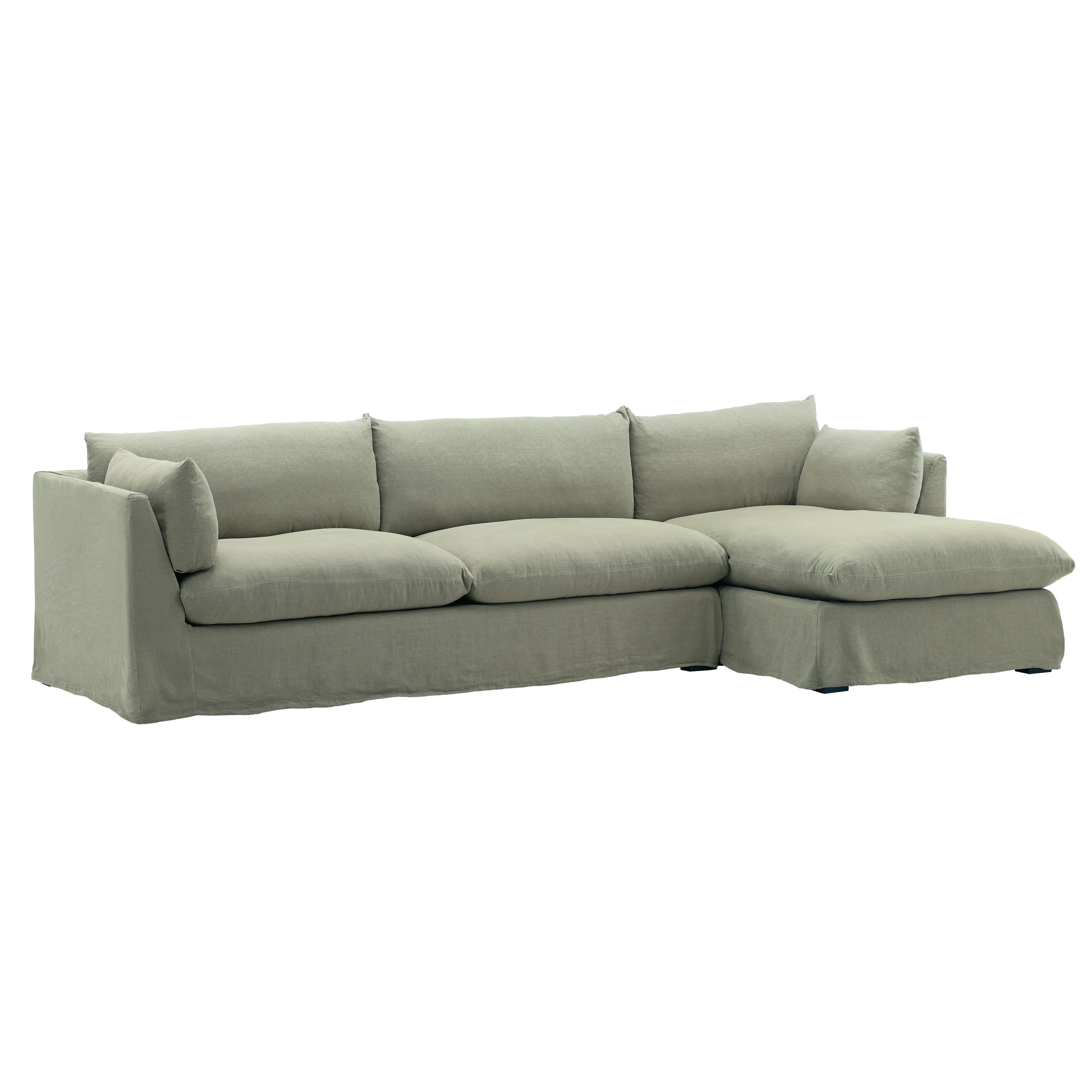 Otis 2 Piece Chaise Sectional Slipcover RAF Forest, Sofas & Sectional by Dovetail, 123" width x 28.3" height x 63" depth