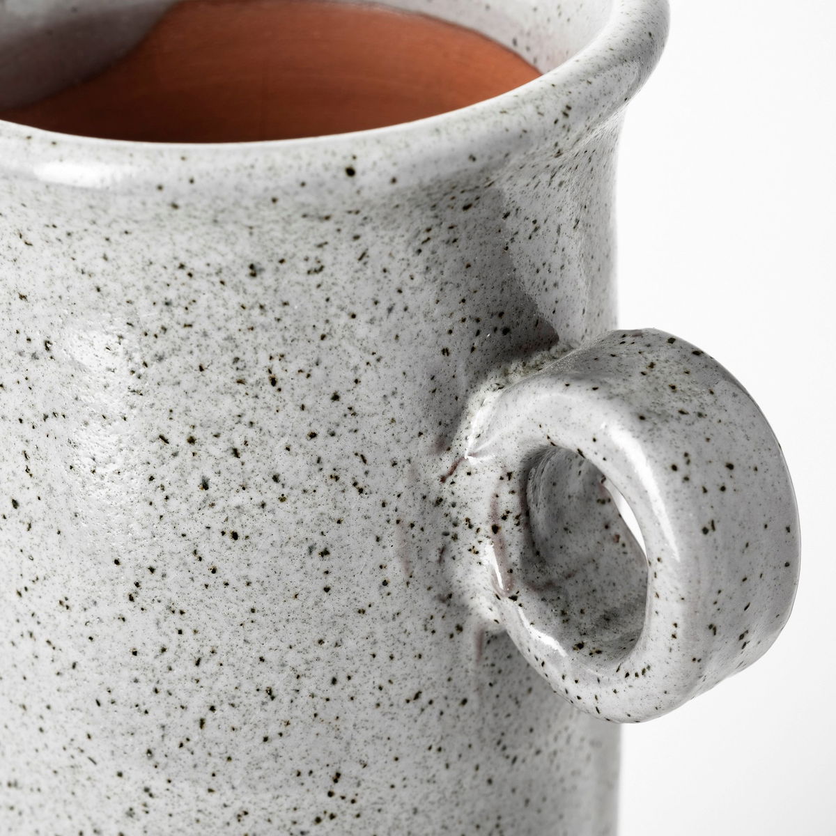 Frieda Large Freckled Gray Ceramic Jug, Decorative Jar by Mercana, 6.1" length x 4.53" width x 12.2" height View 9