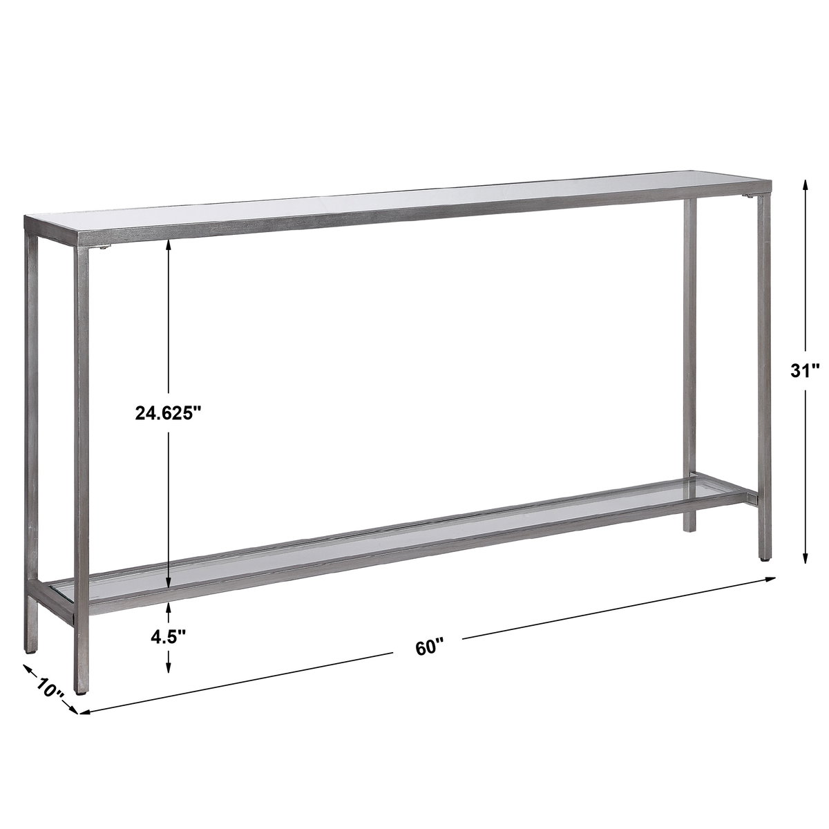 Hayley Silver Console Table, Furniture by Uttermost, 60" width x 31" height x 10" depth View 3