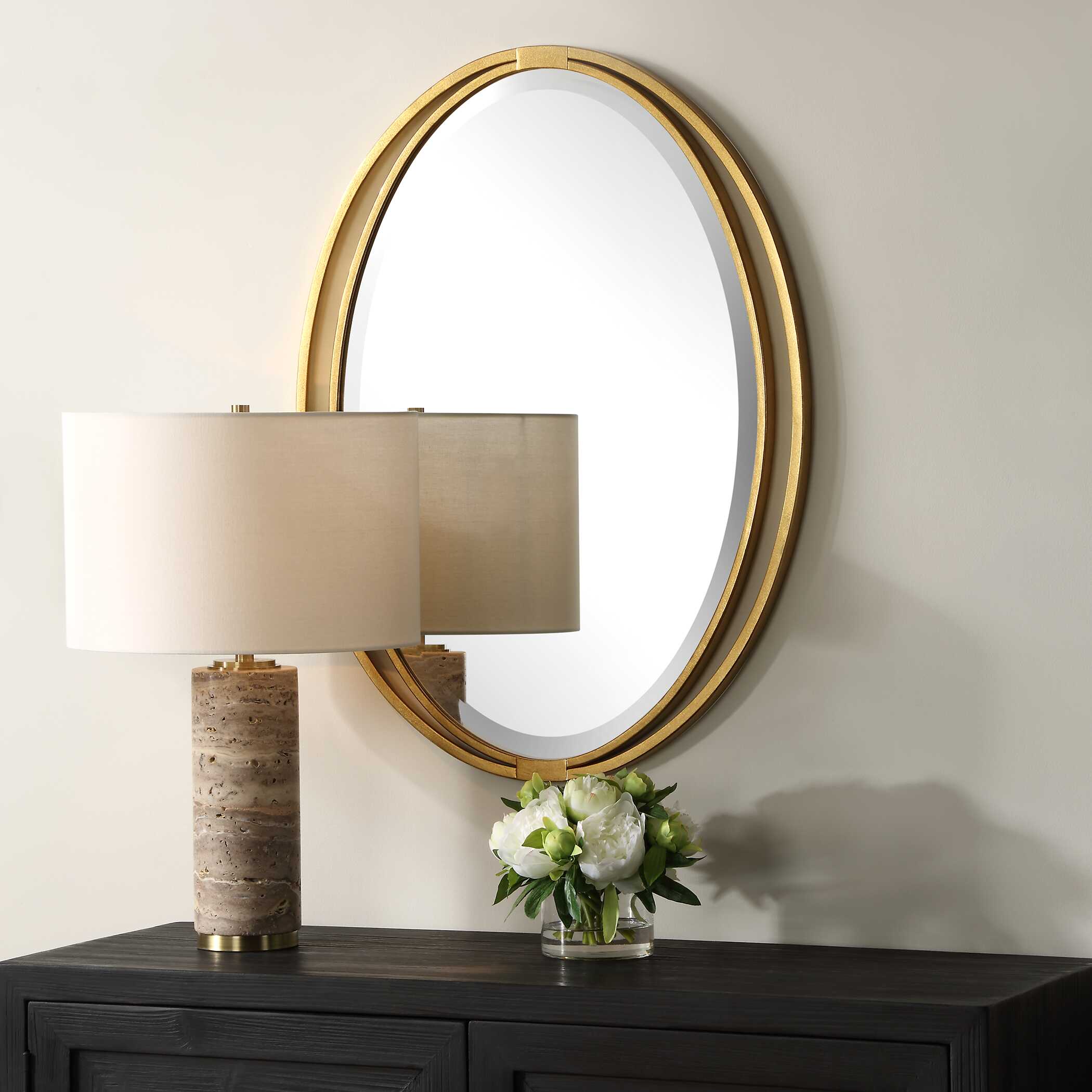Rhodes Gold Oval Mirror, by Uttermost, 24.25" width x 31.88" height x 1" depth View 7