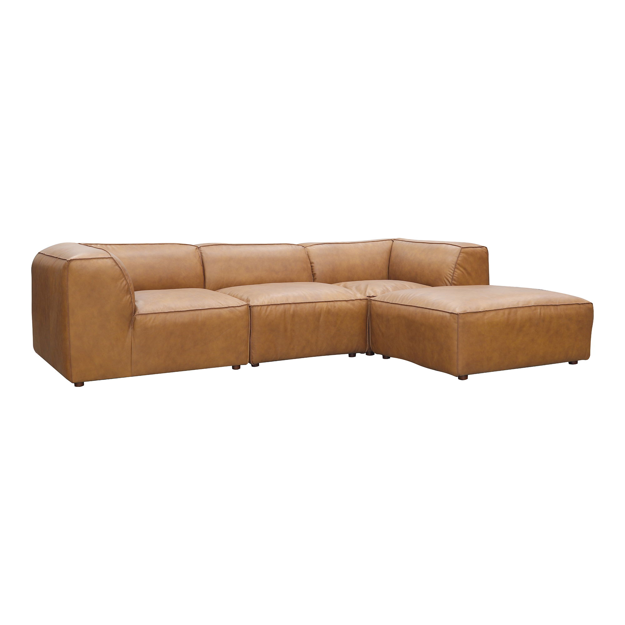 Form Lounge Modular Sectional Sonoran Tan Leather, Sectional Sofa by Moe's Home, 112" width x 26" height x 71.5" depth View 2