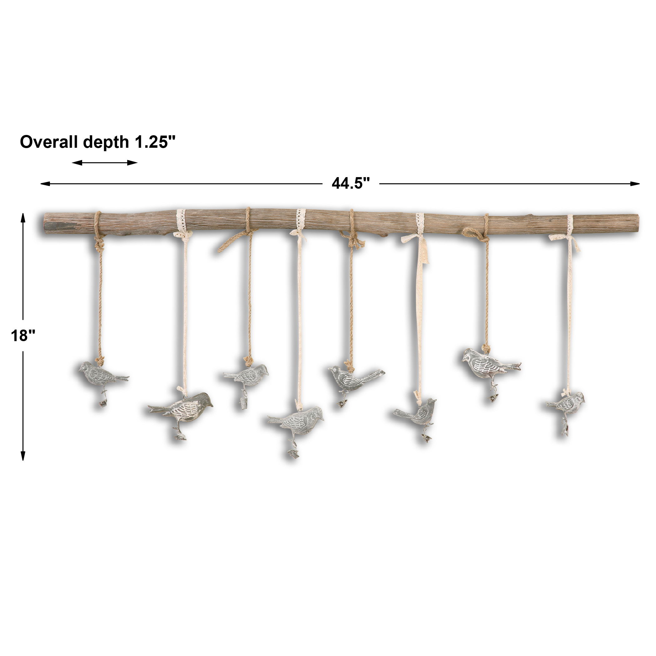 Birds On A Branch Wall Art, Sculptural Wall Art by Uttermost, 44.5" width x 18" height x 1.25" depth View 3
