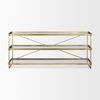 Trey  Gold Metal with Glass Console Table, by Mercana, 72" length x 16" width x 30" height thumbnail 3