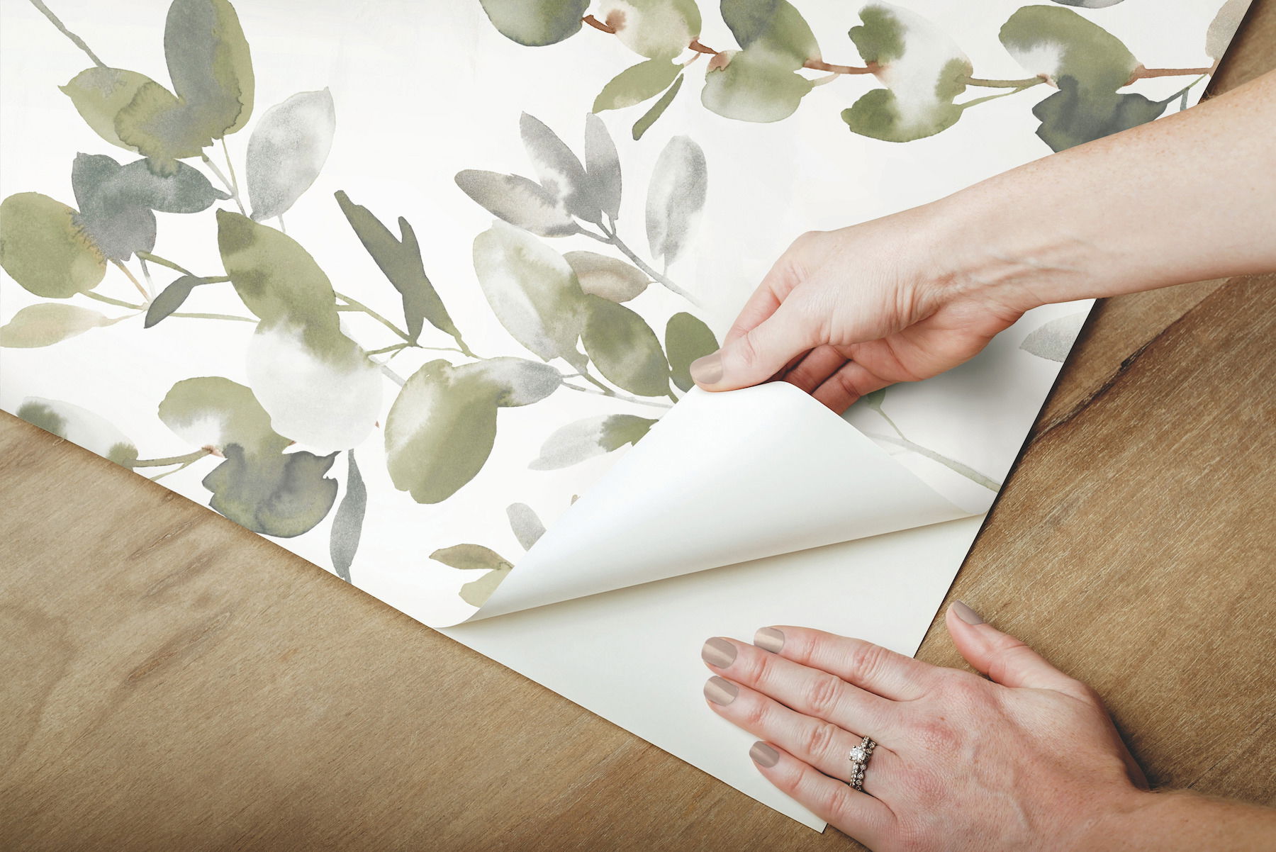 Joyful Eucalyptus Green Peel & Stick Wallpaper large image 