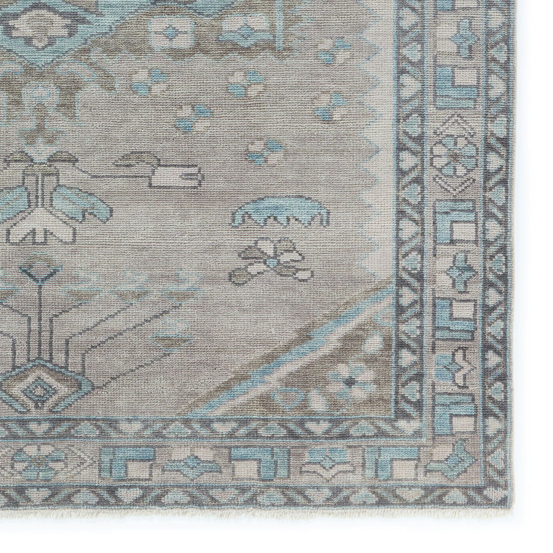 Santita Hand Knotted Wool Area Rug in Gray/Blue large image 
