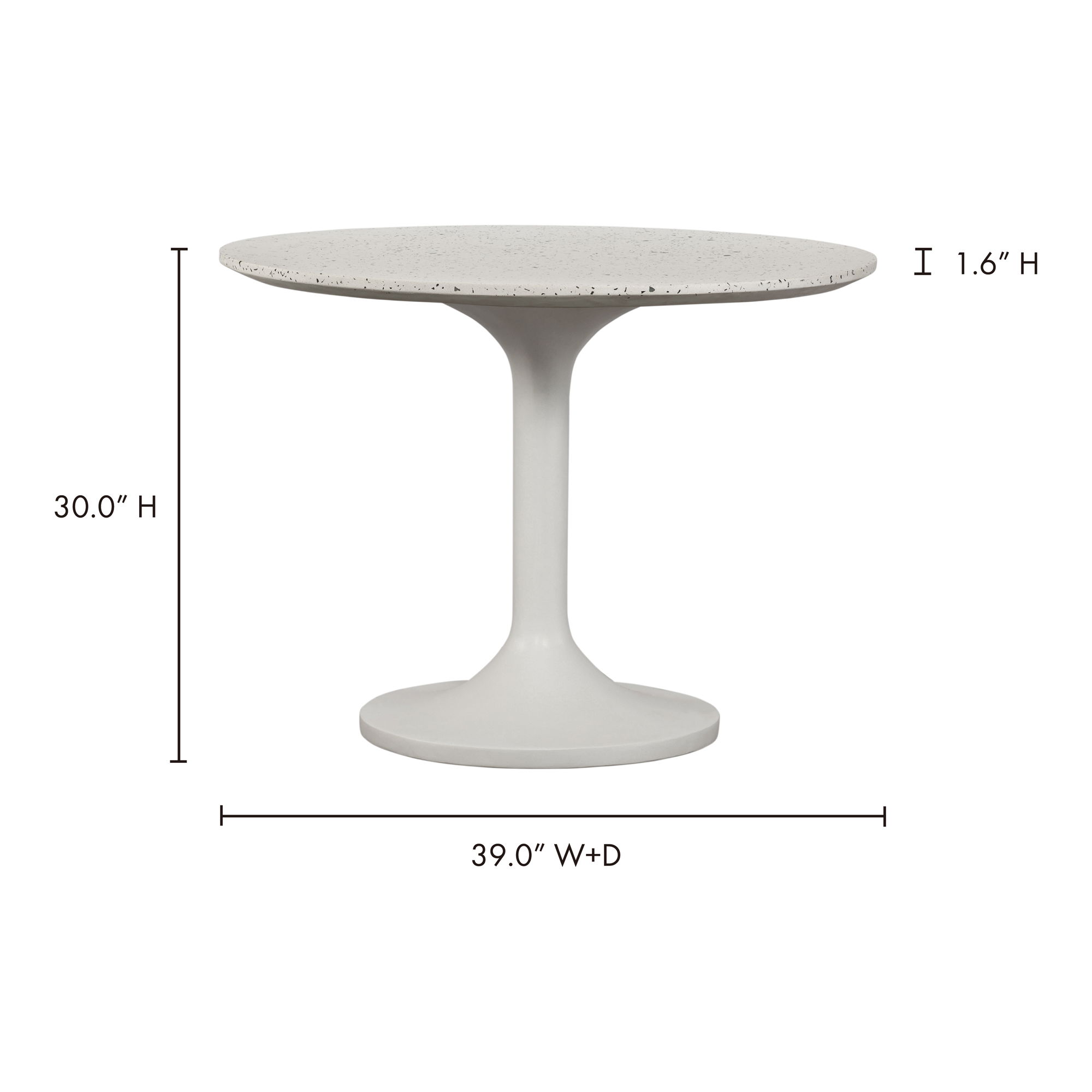 Tuli Cafe Table Light Grey, Dining Table by Moe's Home, 39.4" width x 29.9" height x 39.4" depth View 8