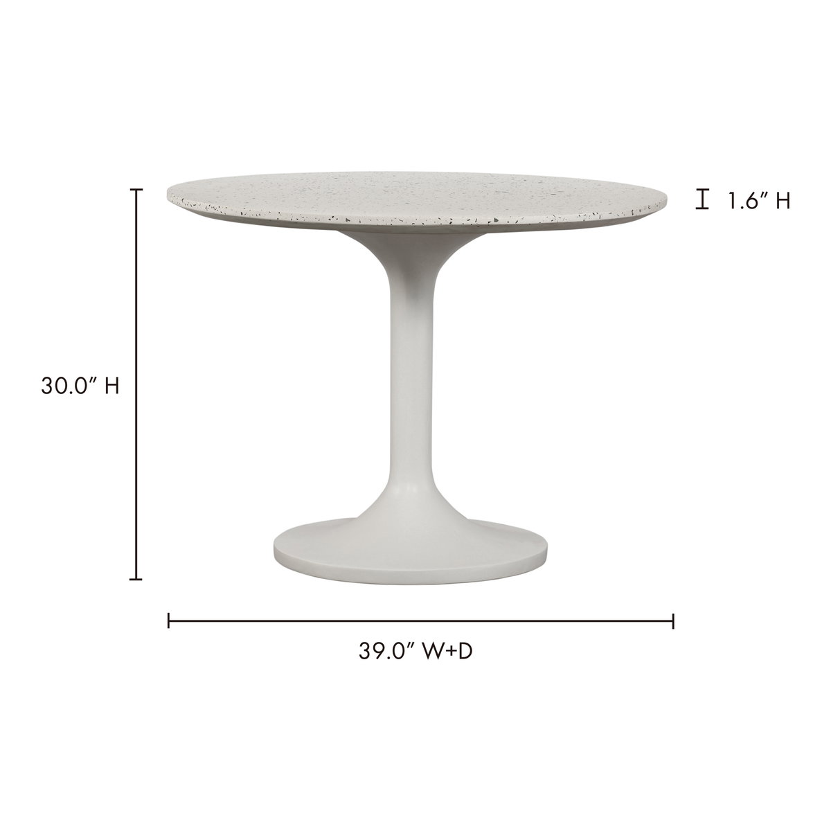 Tuli Outdoor Cafe Table White Terrazzo, Outdoor Table by Moe's Home, 3'3.4" width x 2'5.9" height x 3'3.4" depth View 8