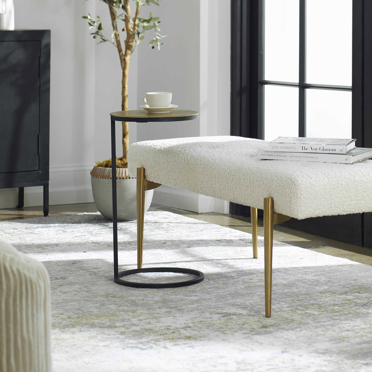 Brunei Gold Accent/Drink Table, Side & End Table by Uttermost, 12.5" width x 24" height x 12.5" depth View 2