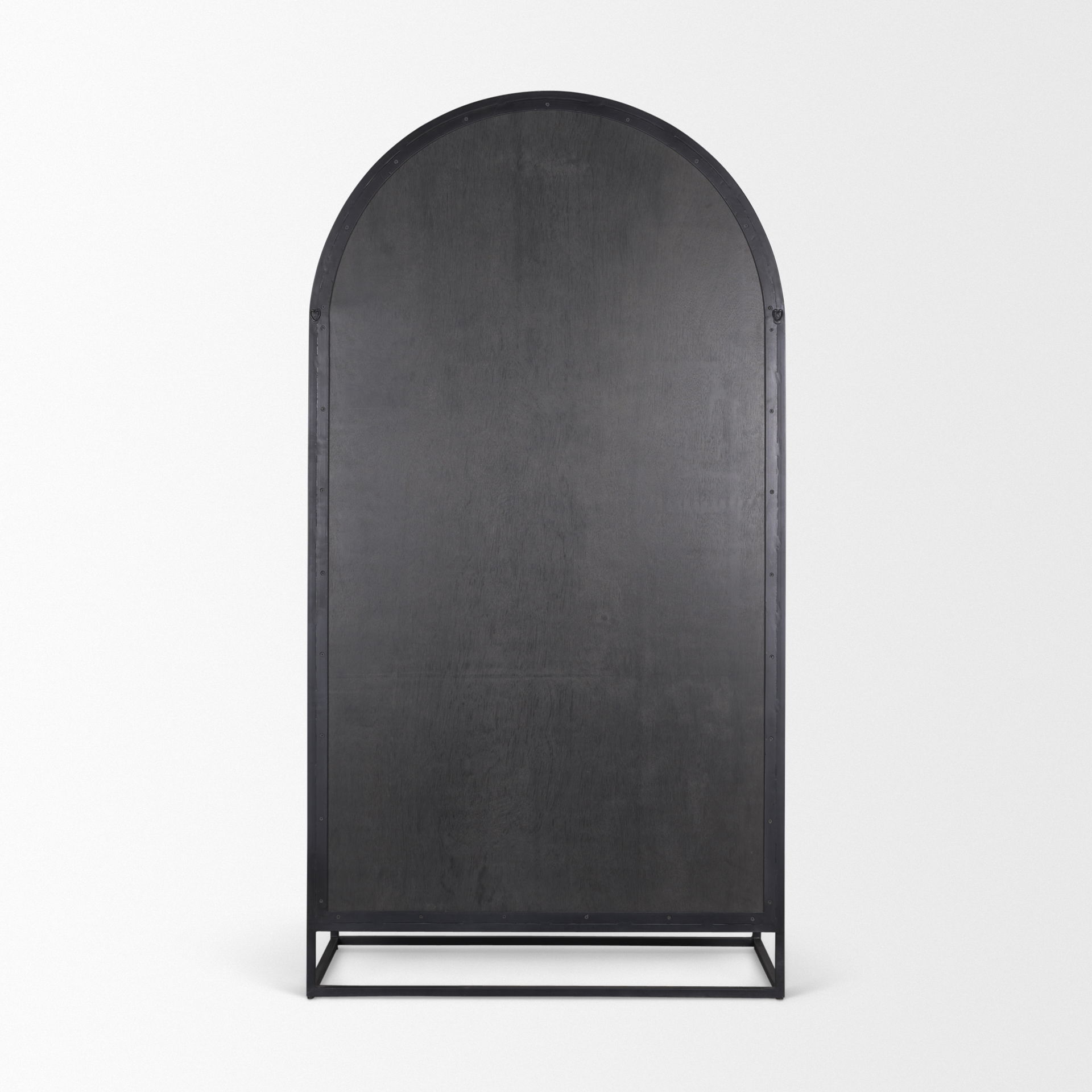 Sloan 80.5H Black Wood with Black Metal Frame Arched Cabinet large image 