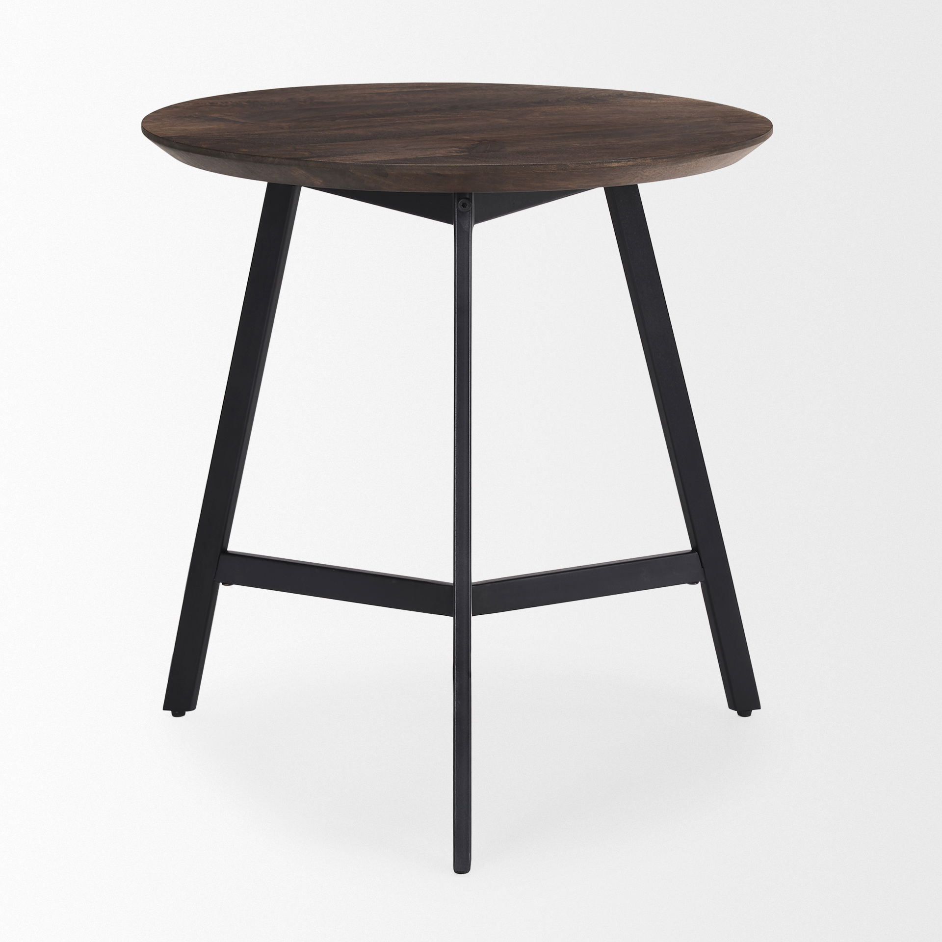 Todd Dark Brown Wood with Metal Legs Side Table, Side & End Table by Mercana, 22" length x 23" width x 22" height View 4