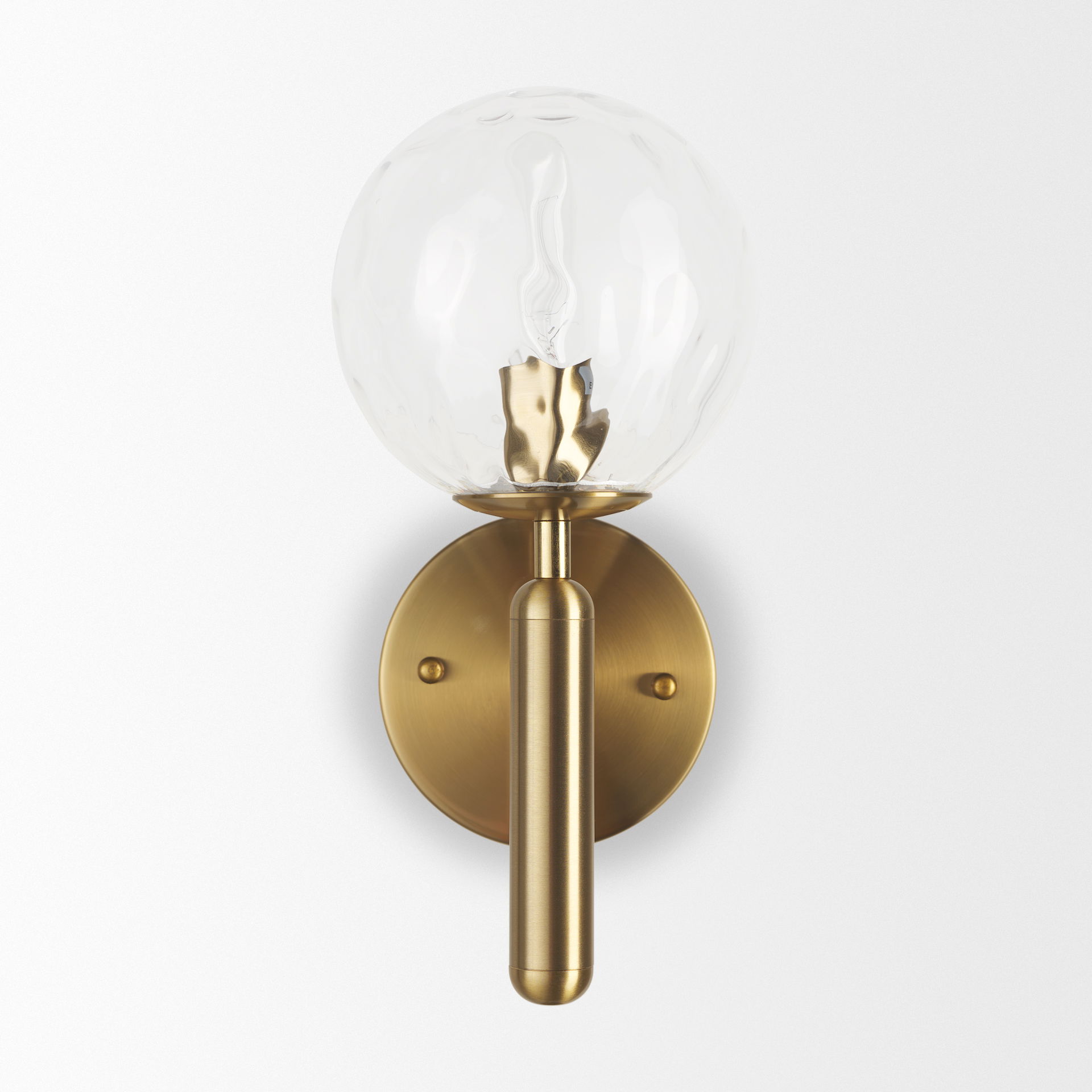 Britton Gold Metal with Clear Glass Globe 1-Light Wall Sconce, by Mercana, 5.91" length x 5.91" width x 12.6" height View 3