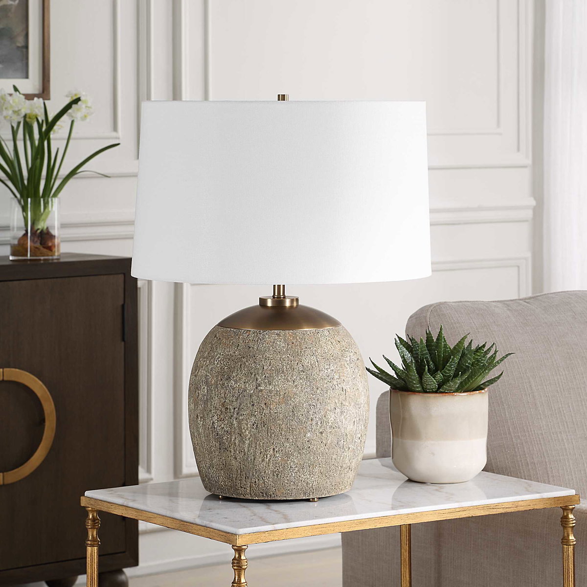 Raylan Textured Table Lamp, by Uttermost, 19" width x 25.5" height x 19" depth View 4