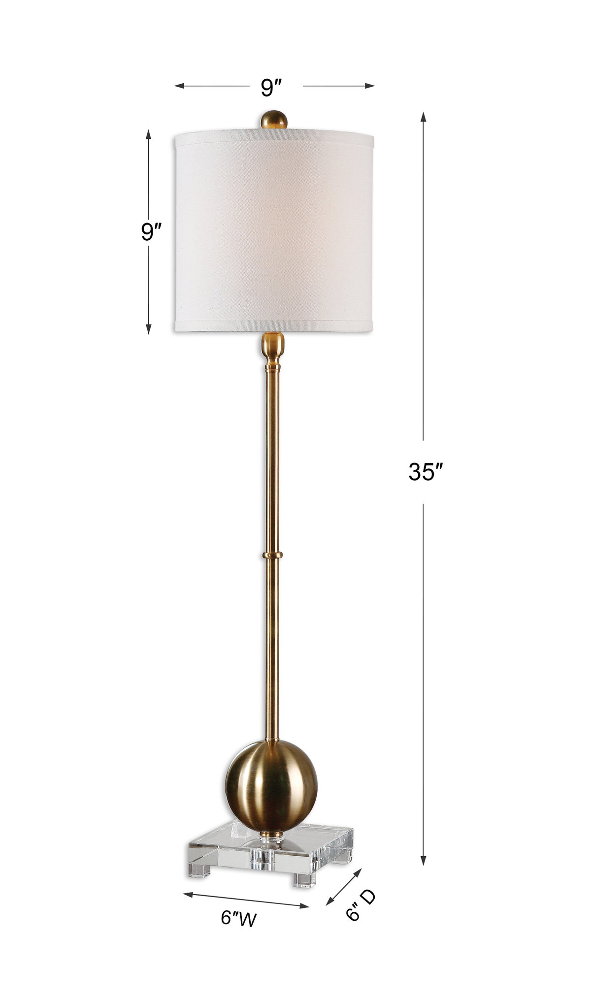 Laton Brass Buffet Lamp, by Uttermost, 9" width x 2'11" height x 9" depth View 3