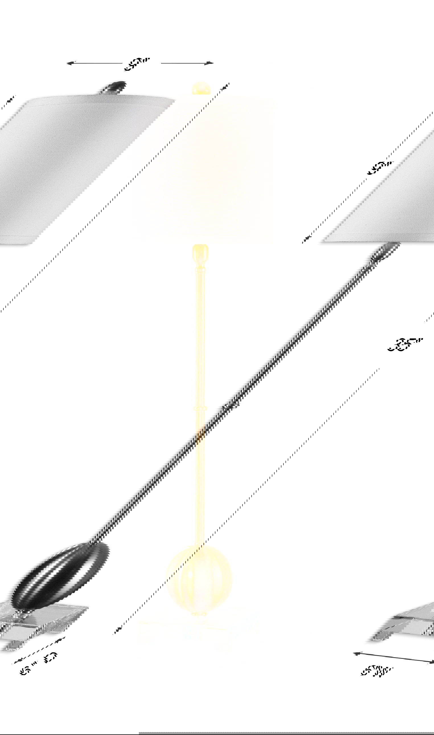 Laton Brass Buffet Lamp, by Uttermost, 9" width x 35" height x 9" depth View 3