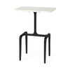 Preston White Marble Tabletop with Matte Black Iron Base Accent Table thumbnail 0
