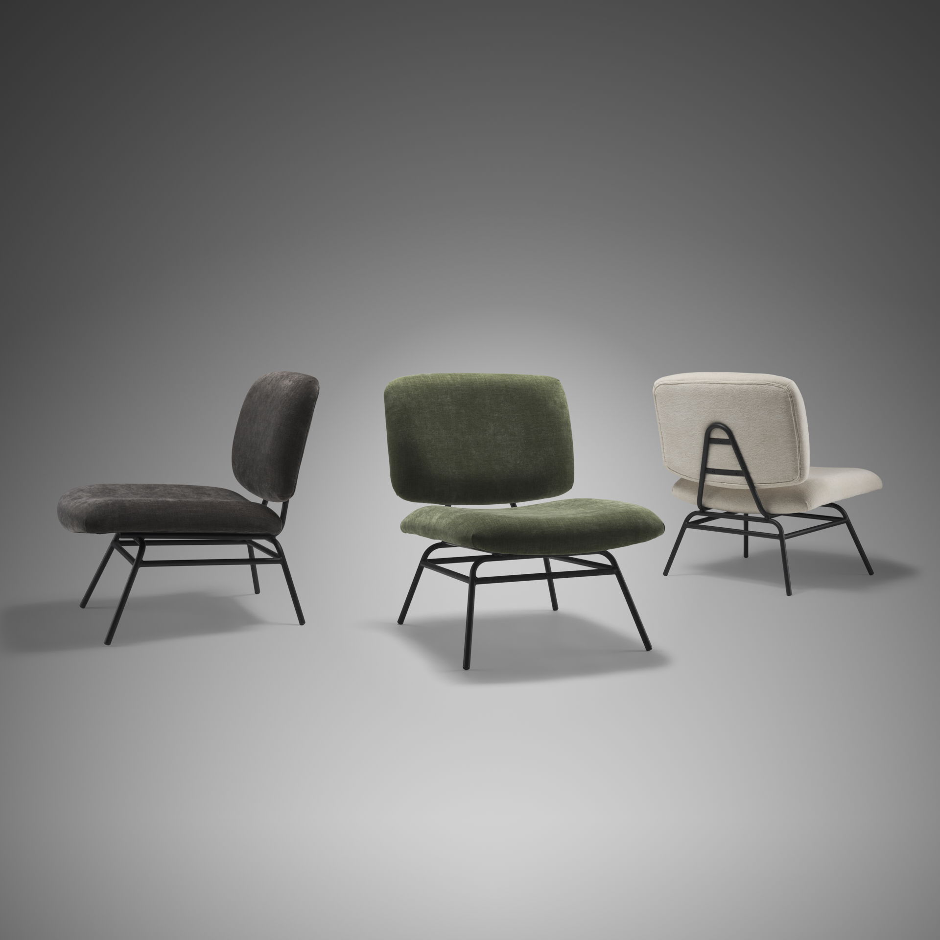 Nora Forest Green Fabric with Matte Black Metal Legs Accent Chair, by Mercana, 25" length x 30.25" width x 31" height View 3