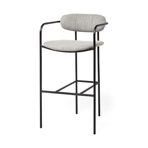 Parker Gray Fabric Seat Black Metal Bar Stool