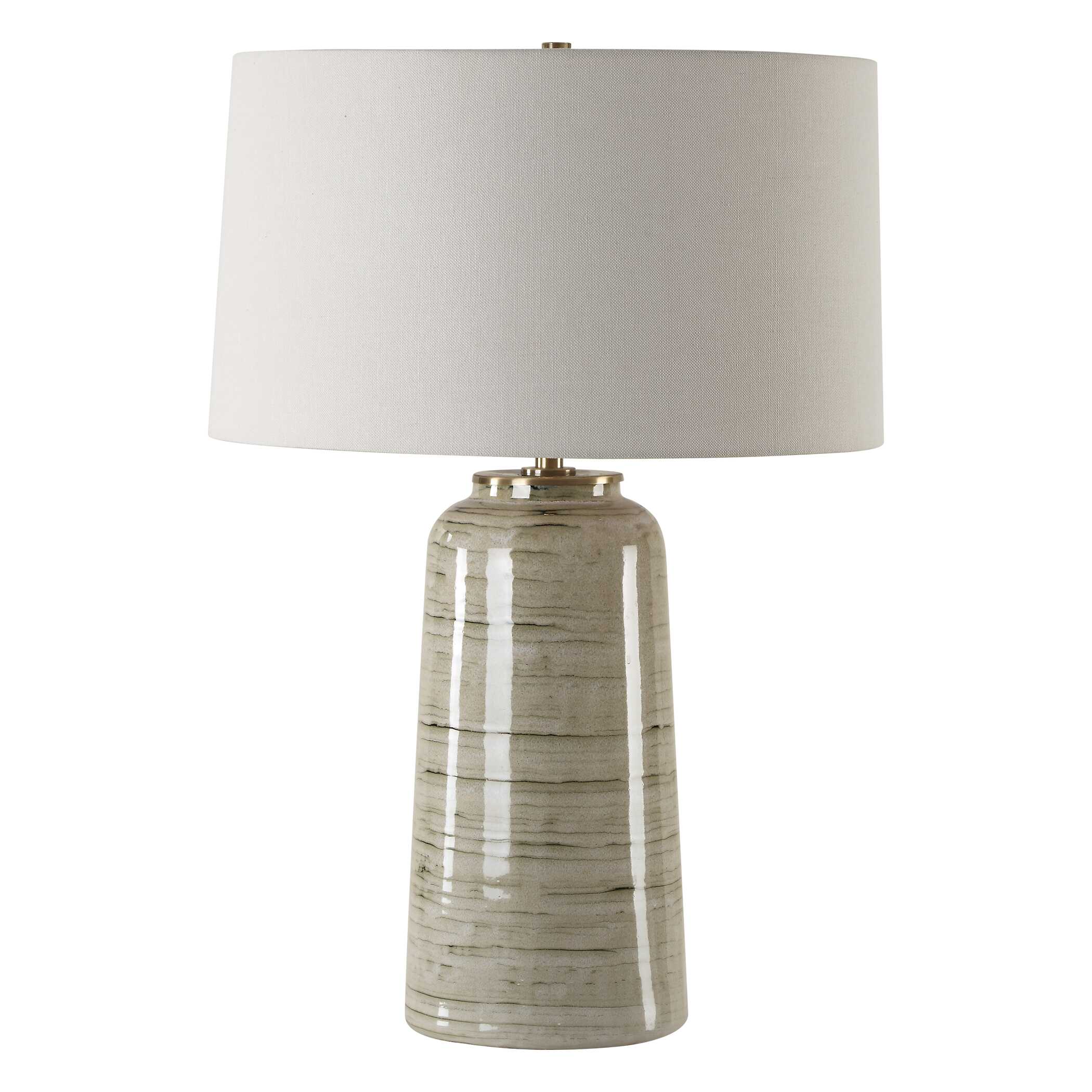 Strata Tan Glaze Table Lamp, by Uttermost, 18" width x 26.25" height x 18" depth View 5