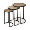 Glover (Set of 3) 20L x 20W Brown Wood Round Top with Metal Nesting Accent Tables, Side & End Table by Mercana, 20.08" length x 20.08" width x 26.38" height thumbnail 1